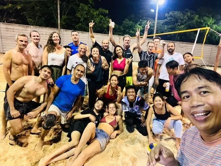 Beach volleyball with friends